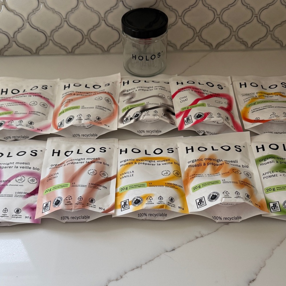 HOLOS Organic Overnight Muesli Variety Pack - 10 Single-Serve Pouches
